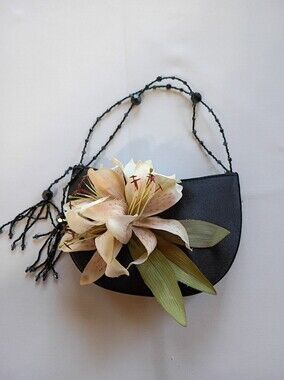 Cc Design Small Black Purse Shoulder Bag Floral Lily Graphic Mini Handbag